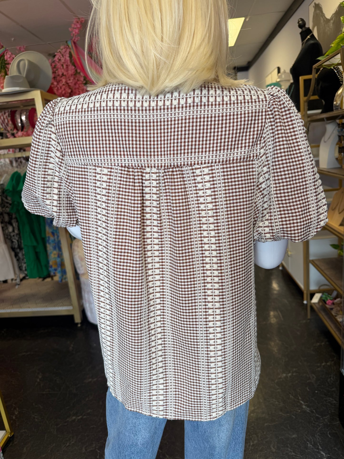 Westa Brown & Blue Embroidered Blouse