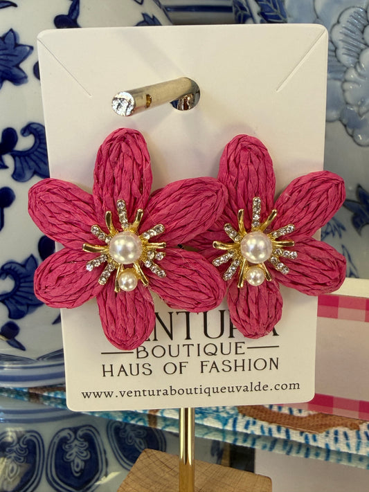 Pink Flower Stud Earrings