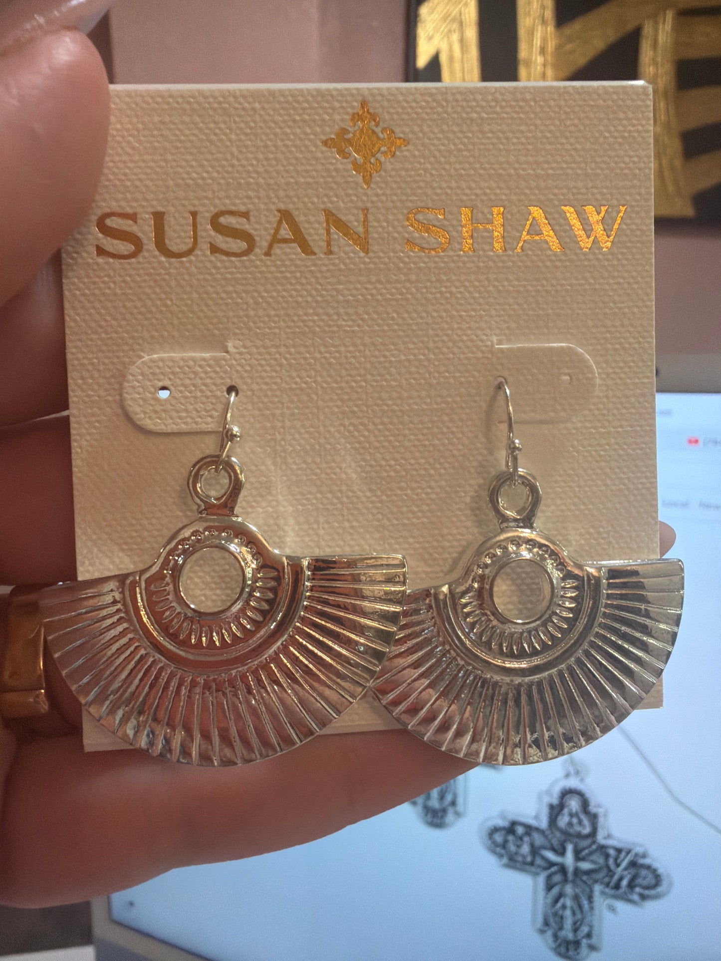 Susan Shaw Fan Silver Earrings