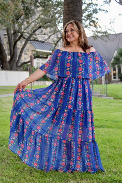 Breezy Off the Shoulder Sheer Maxi Dress