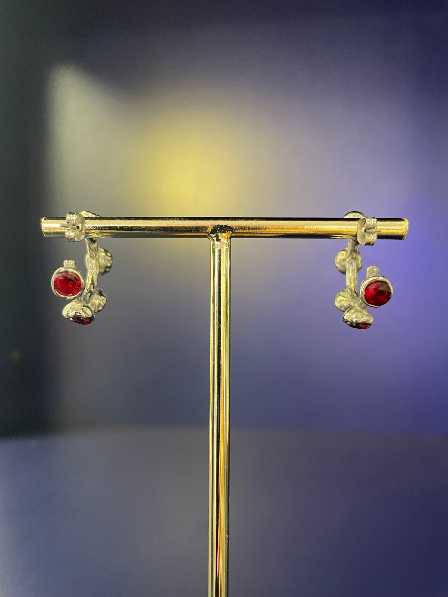 Uno Ruby Silver Hoop Earring