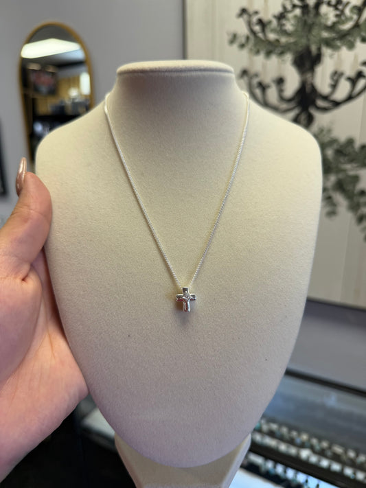 Sterling Silver Crystal Cross Necklace