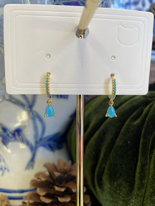 Pressure Capri Blue Dangle Hoop