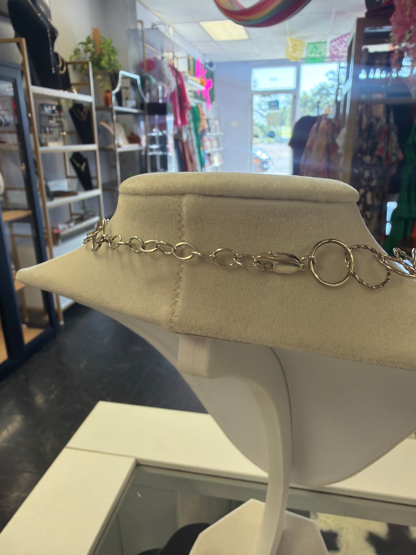 Sterling Silver Connecting Circles Necklace 18 inch