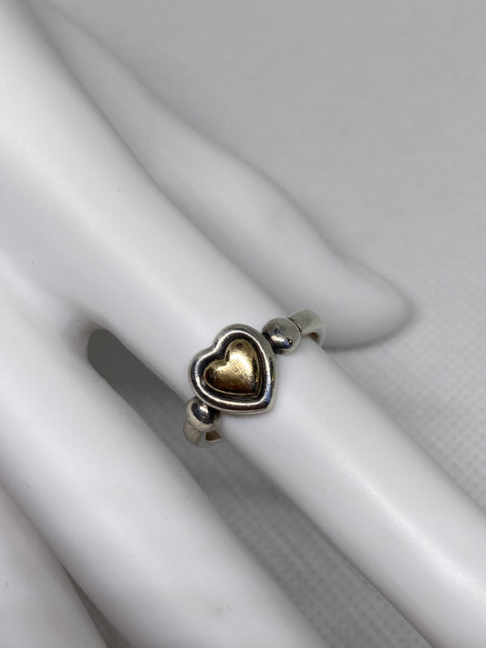 James Avery Retired Silver and Gold True Heart Ring Size 5