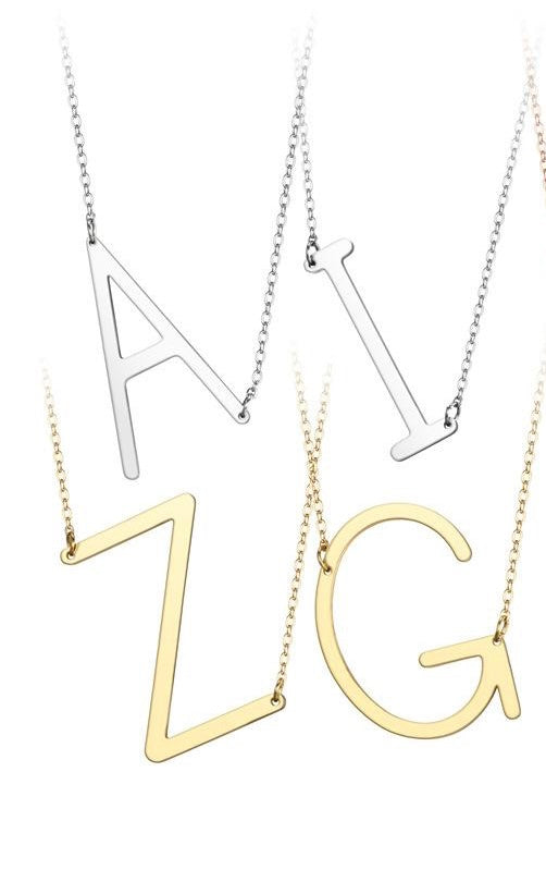 Stainless Steel letter necklace silver