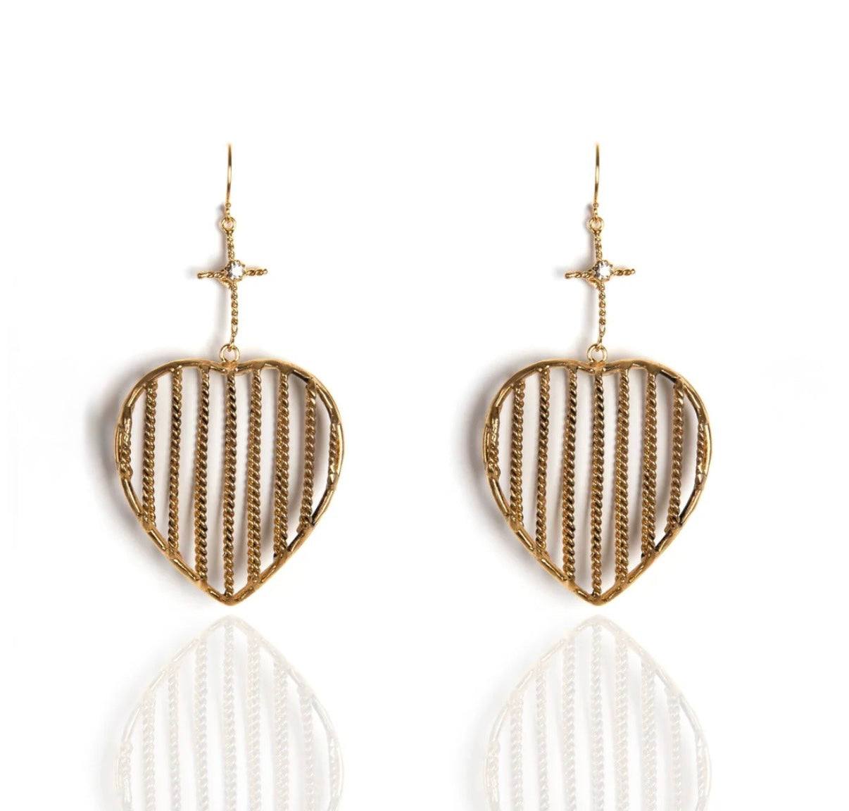 Caged Heart Earrings Gold