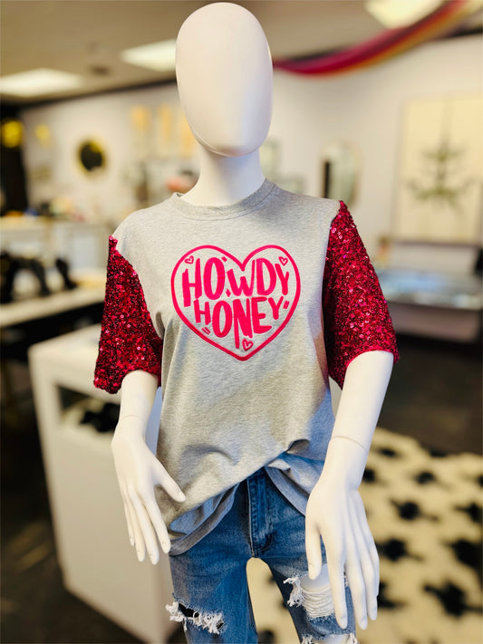 Howdy Honey Sequin Sleeve Top