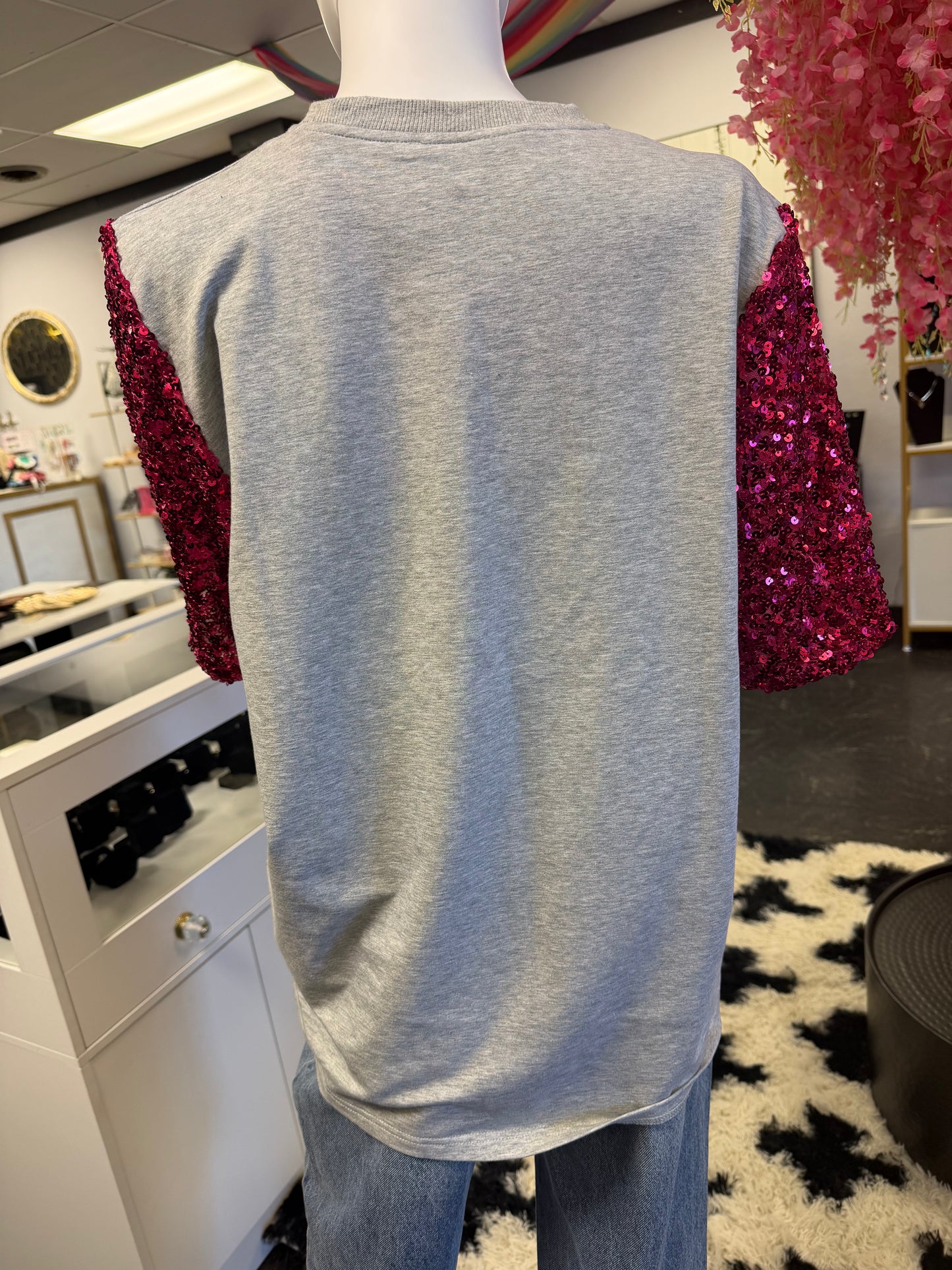 Howdy Honey Sequin Sleeve Top