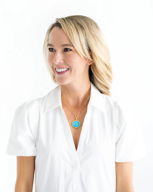 Ida Paperclip Necklace Turquoise