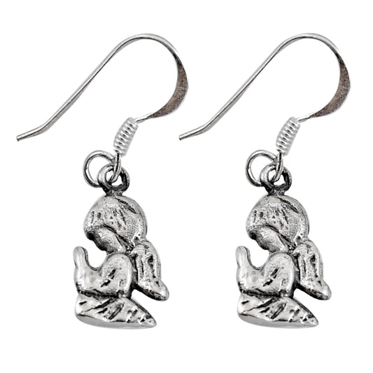 indonesian bali style solid 925 sterling silver angel earrings
