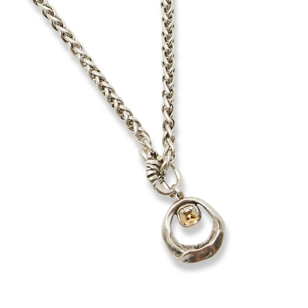 Handmade Yellow Crystal Pewter Necklace - NN3526YELLOW