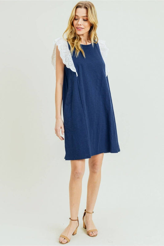 Women's washed cotton slub shift dress