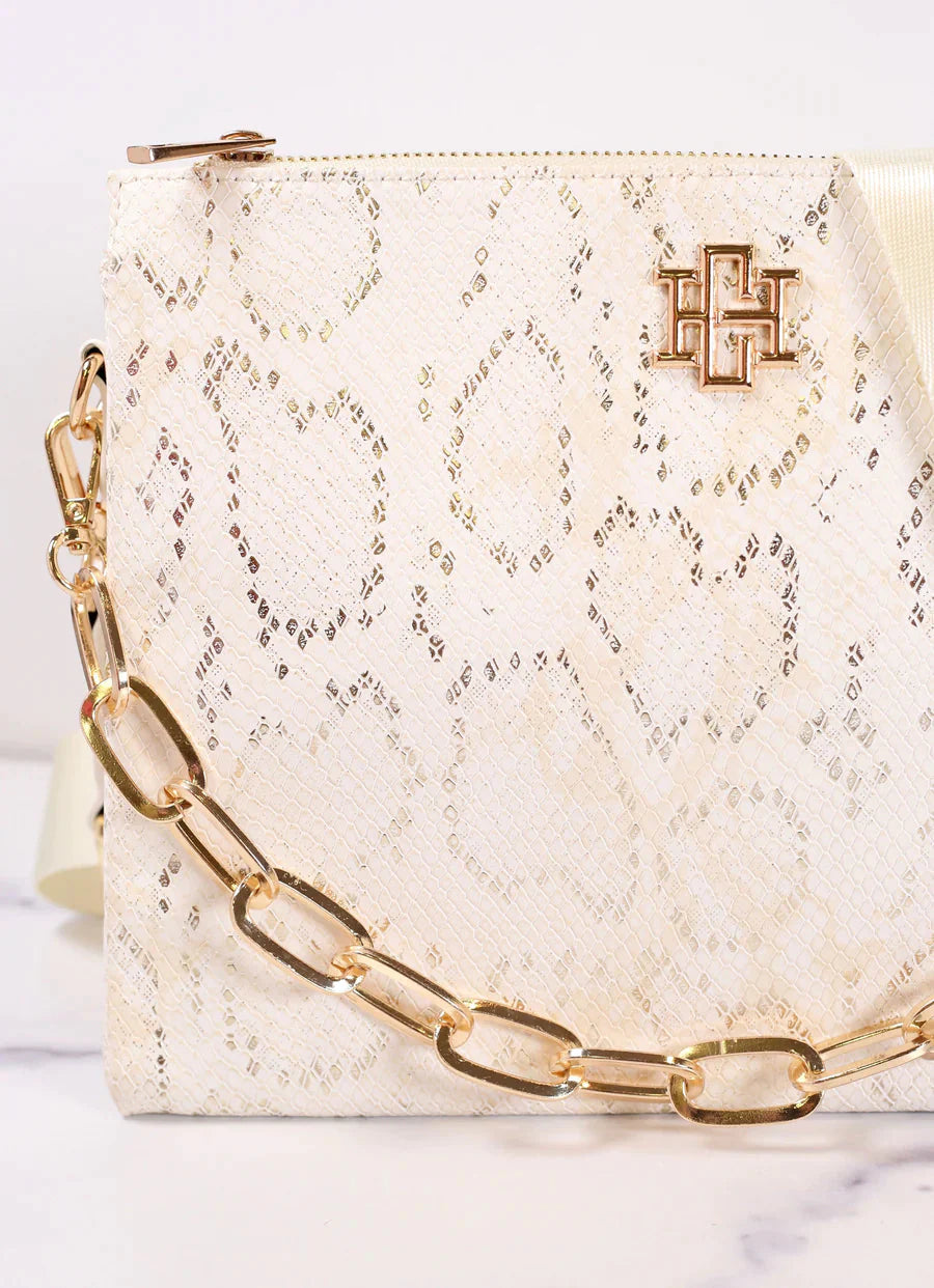 Ariana Metallic Cream Crossbody