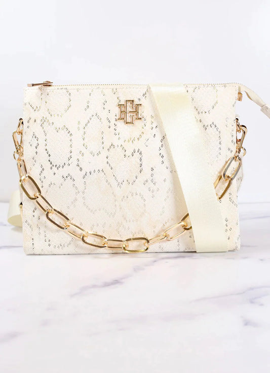 Ariana Metallic Cream Crossbody