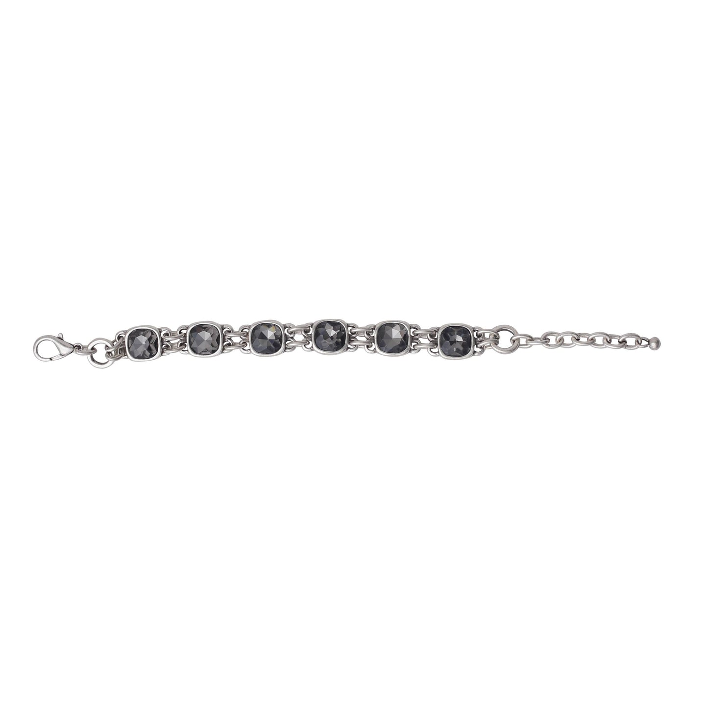 Handmade Smoky Crystal Pewter Bracelet - 2911