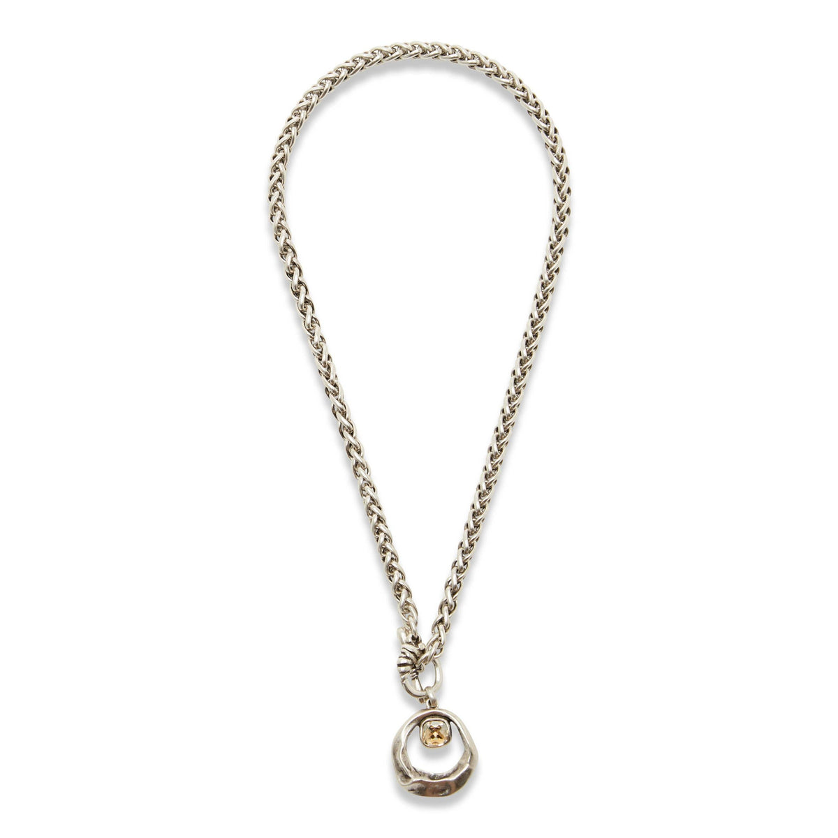 Handmade Yellow Crystal Pewter Necklace - NN3526YELLOW