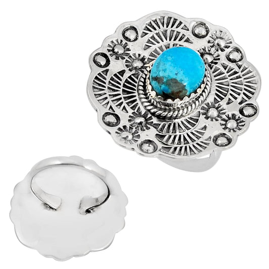 size 7  natural blue turquoise 925 silver ring