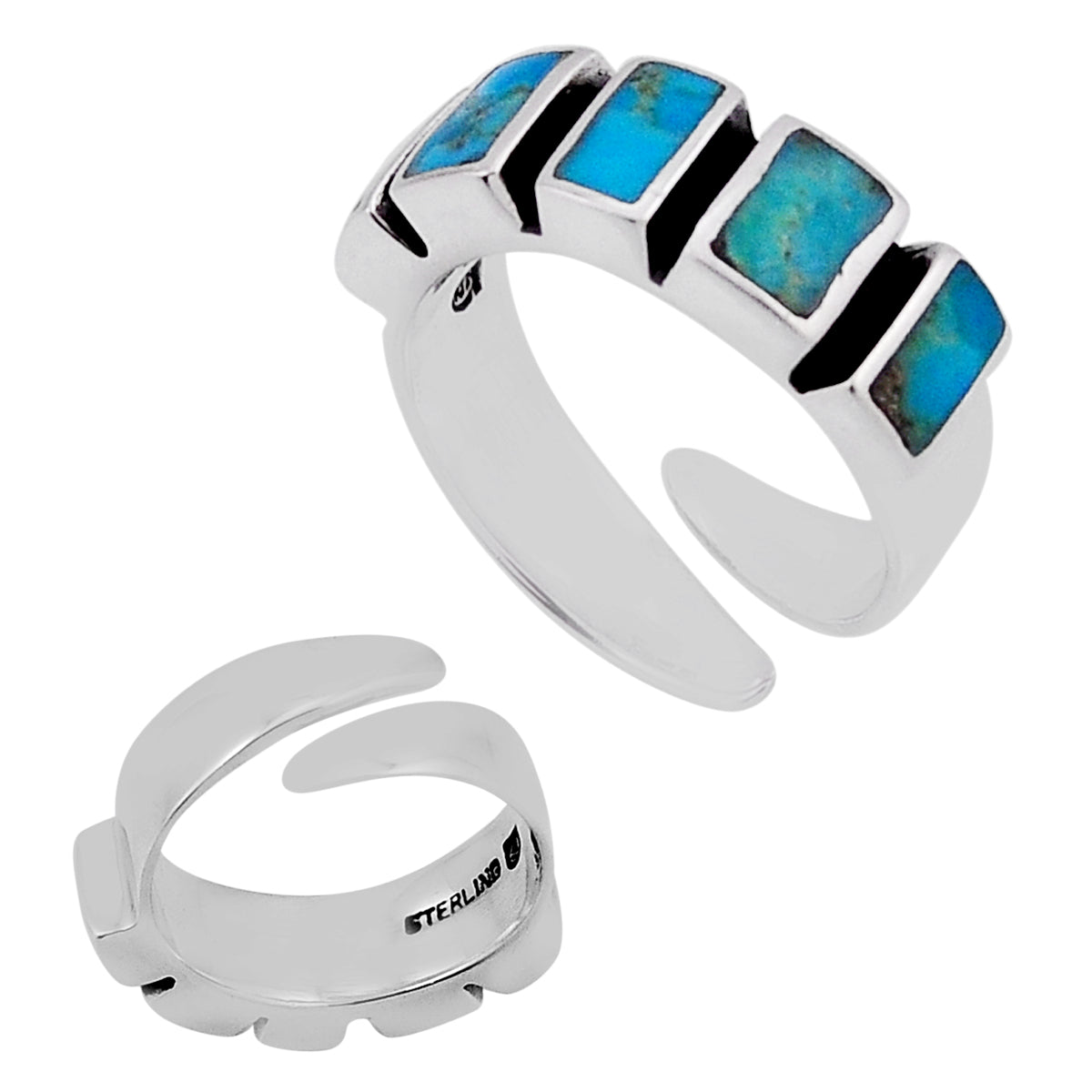 blue Arizona Mojave turquoise 925 silver ring size 6