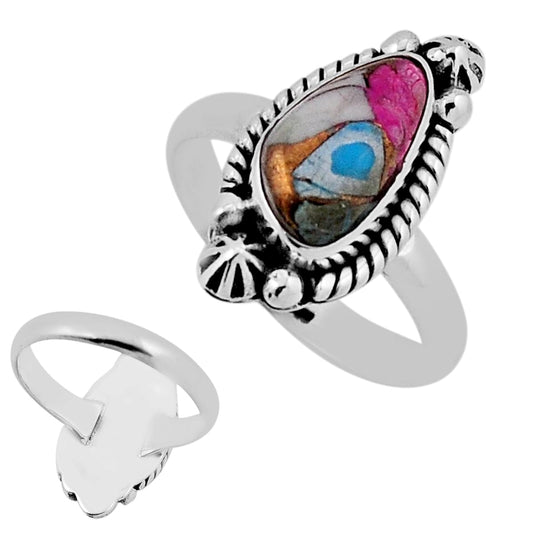 cotton candy turquoise fancy 925 silver ring size 8