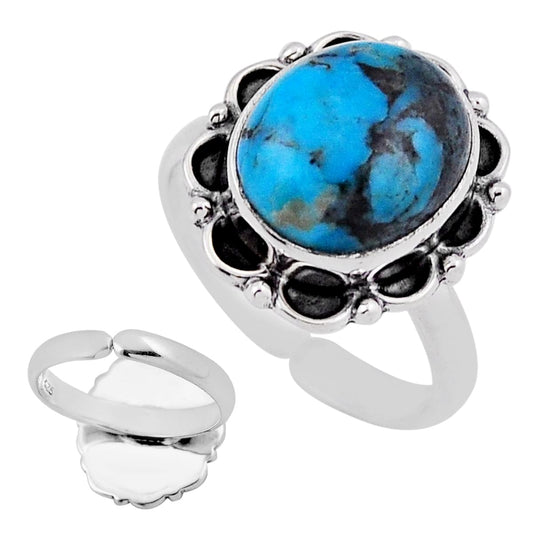 fine blue turquoise 925 silver adjustable ring size 7