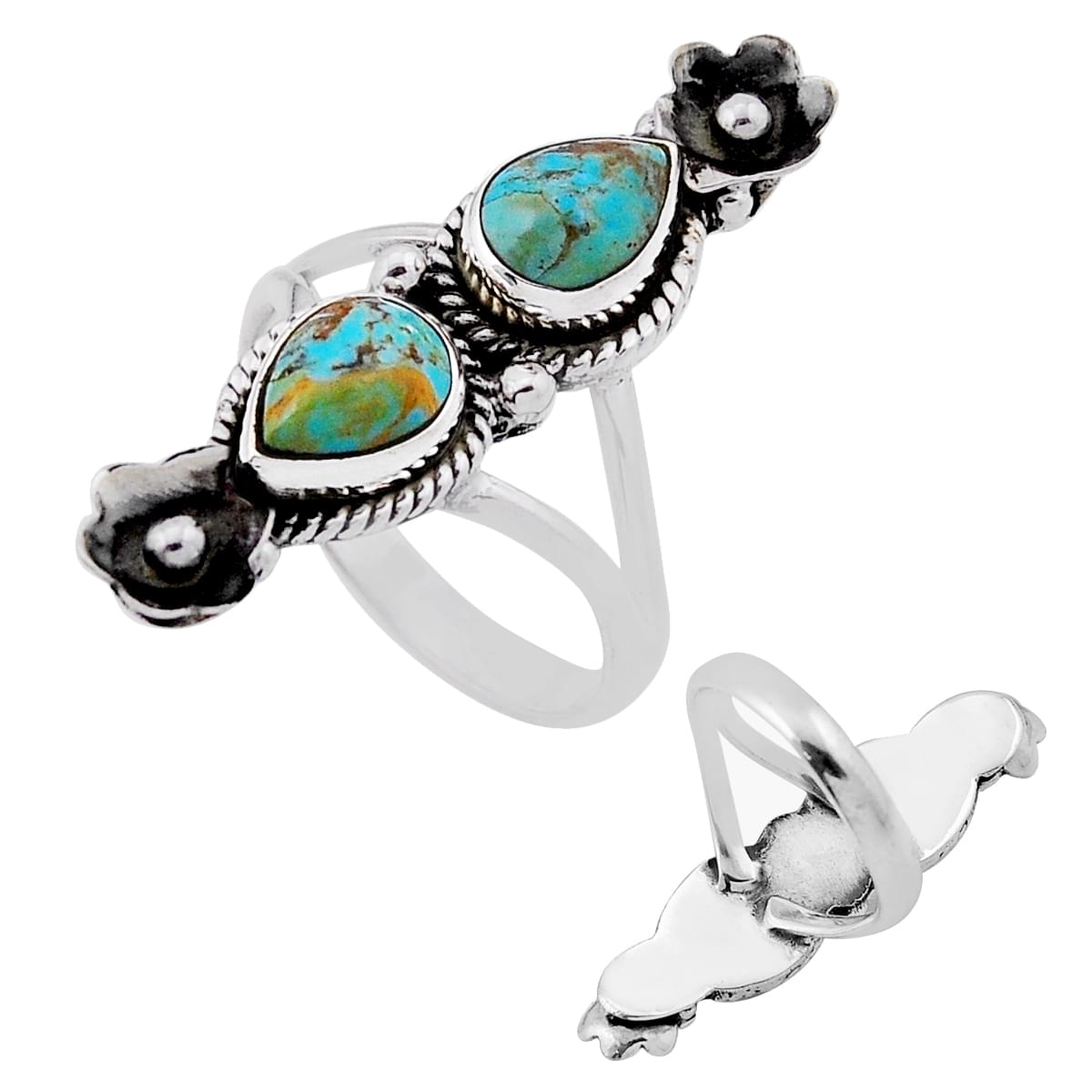 green arizona mohave turquoise 925 silver ring size 6
