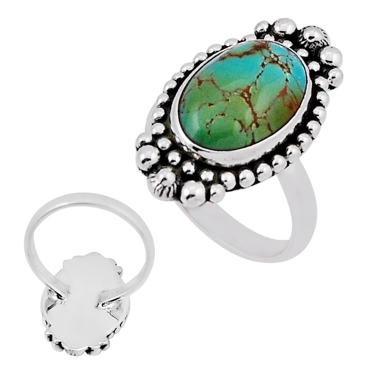 green arizona mohave turquoise 925 silver ring size 7