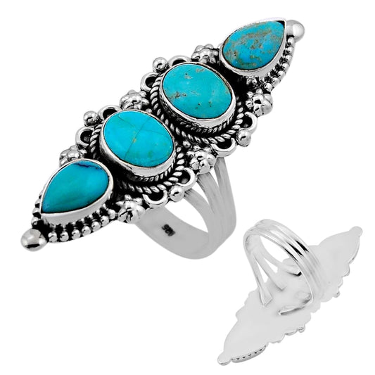 green arizona mohave turquoise 925 silver ring size 7