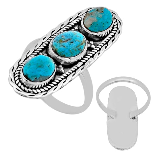 green Arizona mohave turquoise 925 silver ring size 8