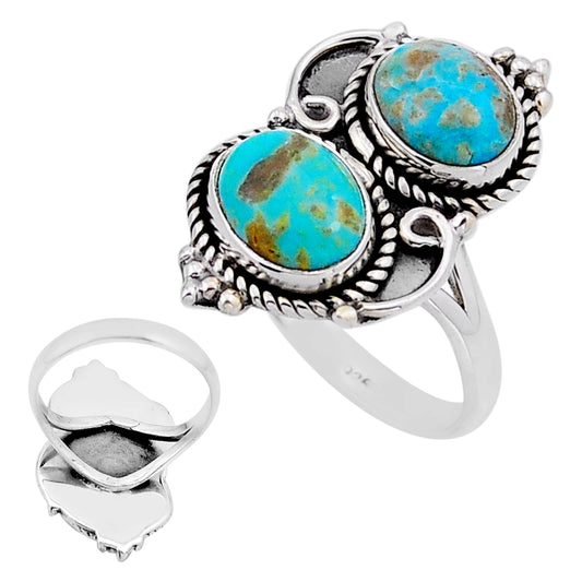green Arizona turquoise 925 silver ring size 9