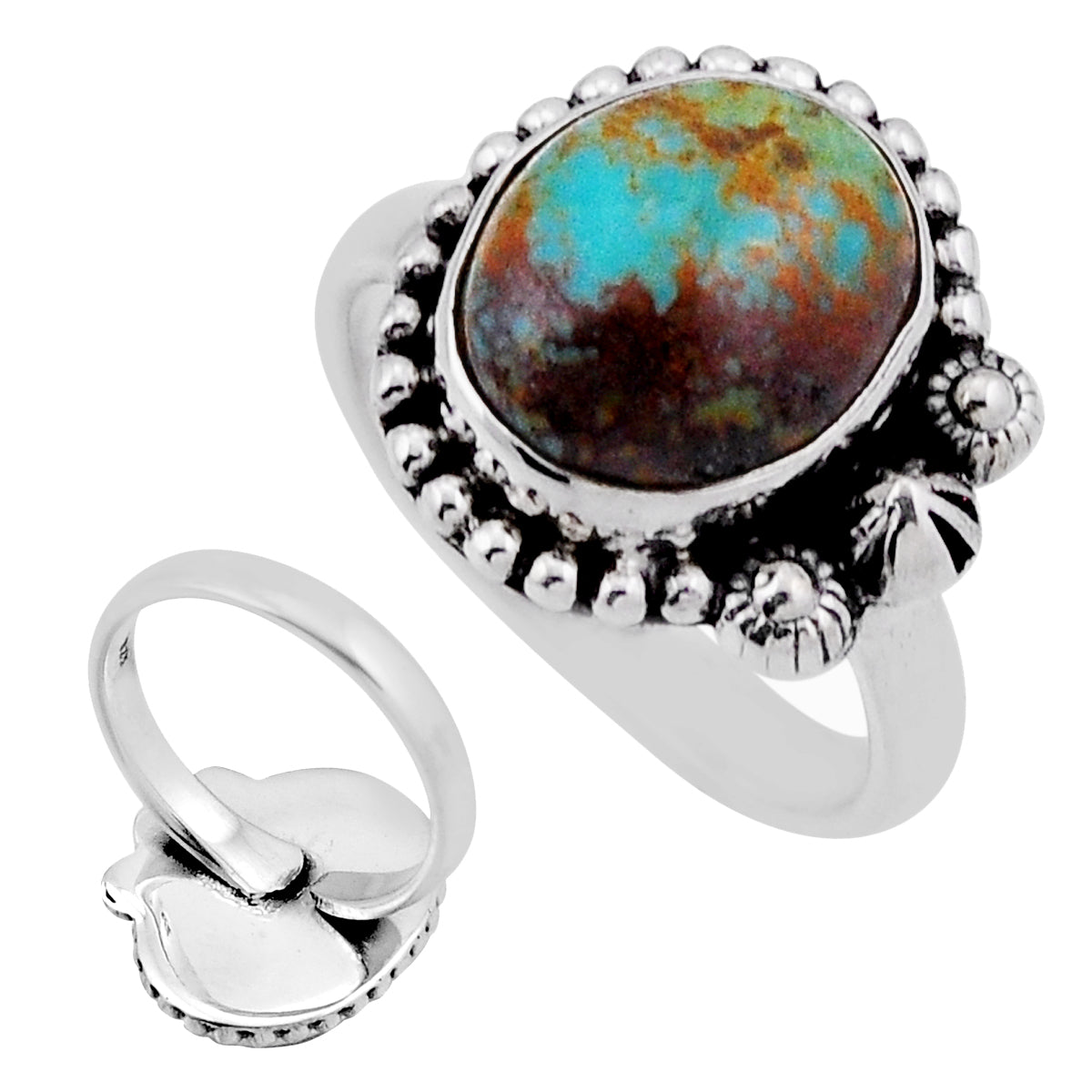 green Arizona Mojave turquoise silver adjustable ring size 8