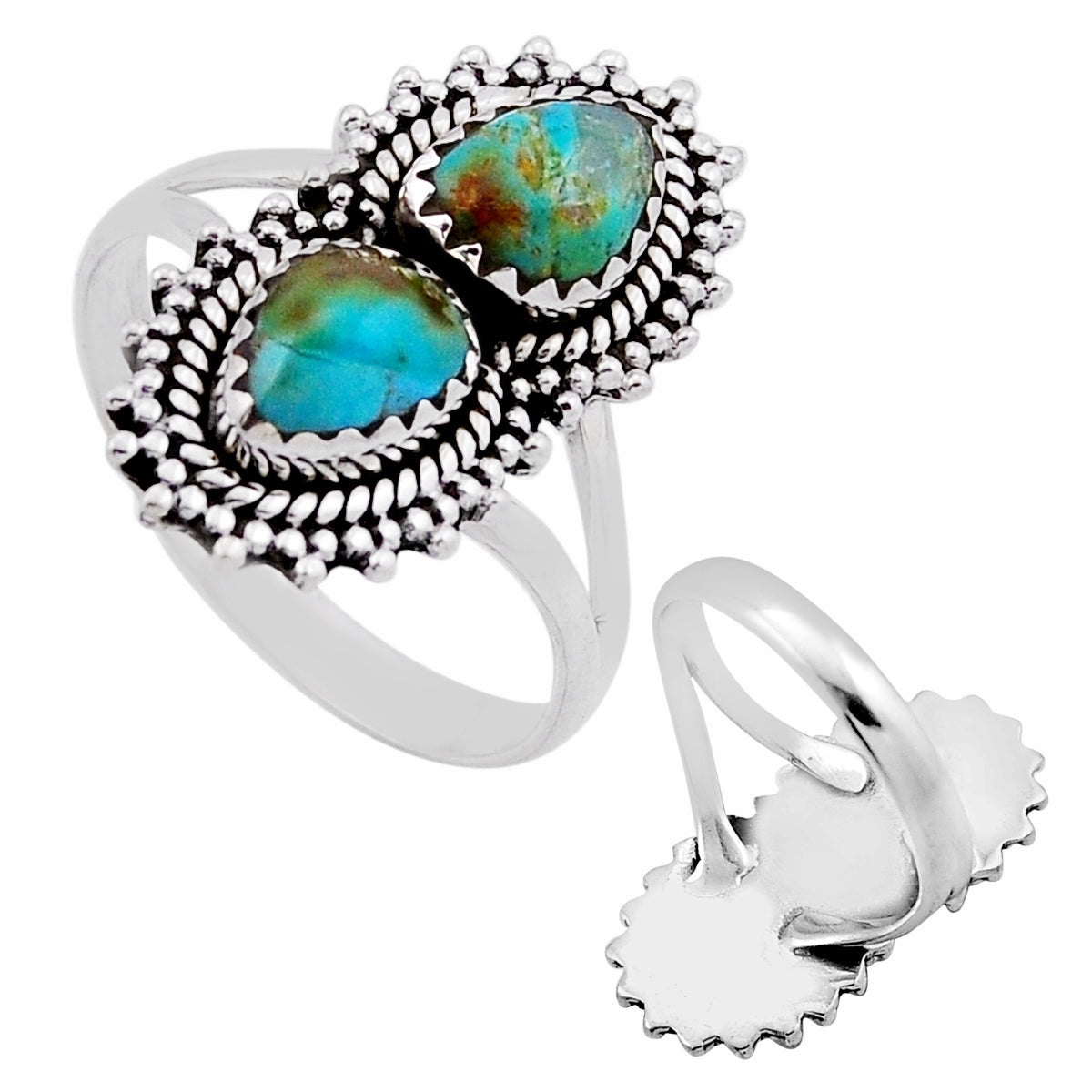 green Arizona turquoise silver ring size 9.5