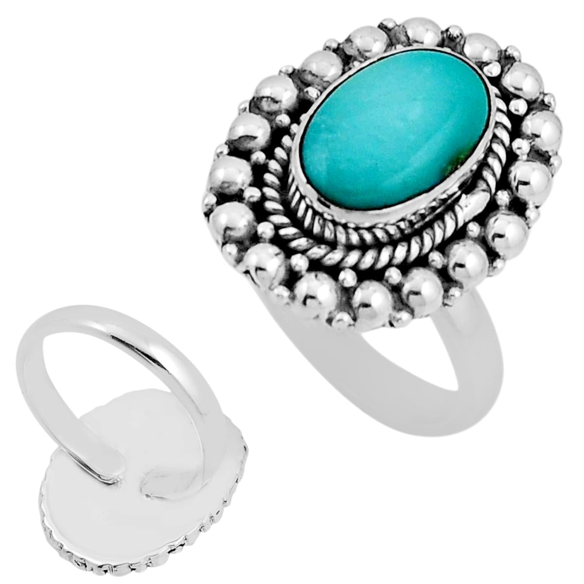 green golden hills turquoise silver adjustable ring