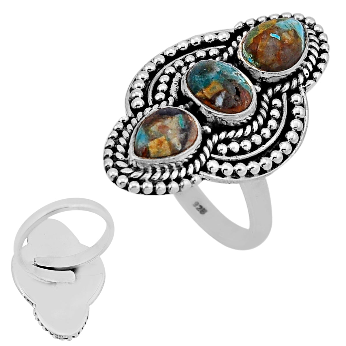 royston turquoise 925 silver adjustable ring
