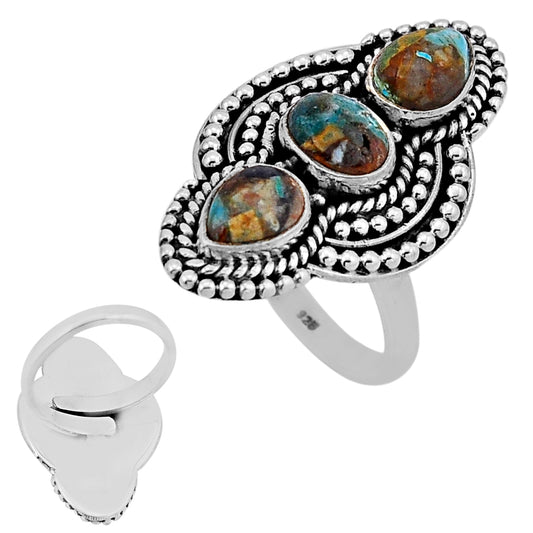 royston turquoise 925 silver adjustable ring