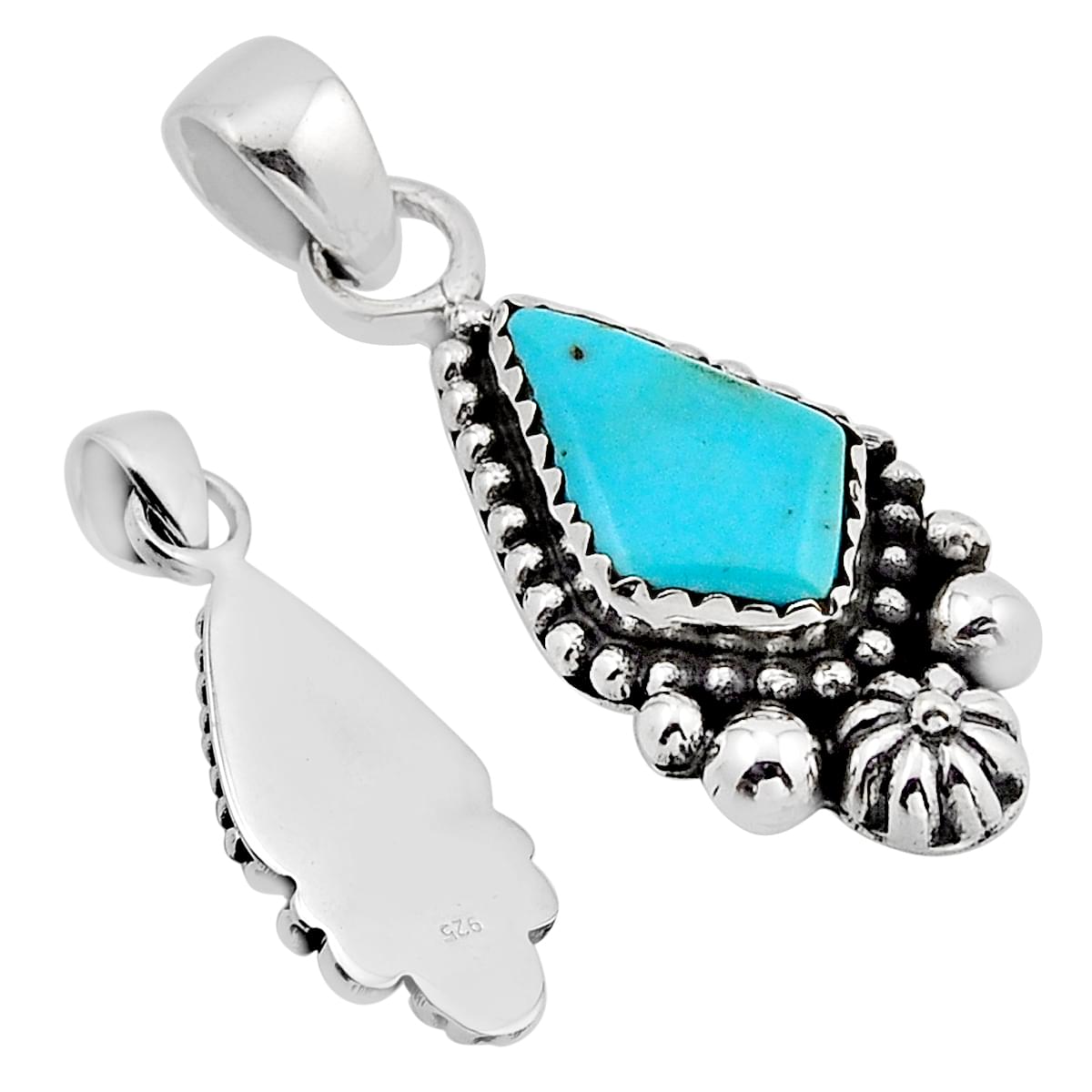 natural blue turquoise 925 silver pendant