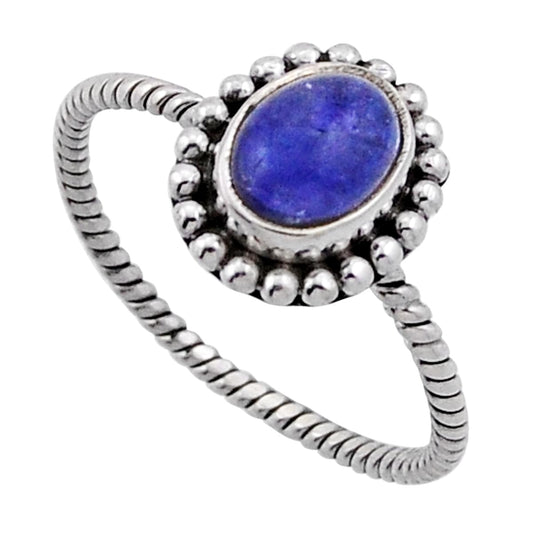 natural blue tanzanite oval 925 silver ring size 9
