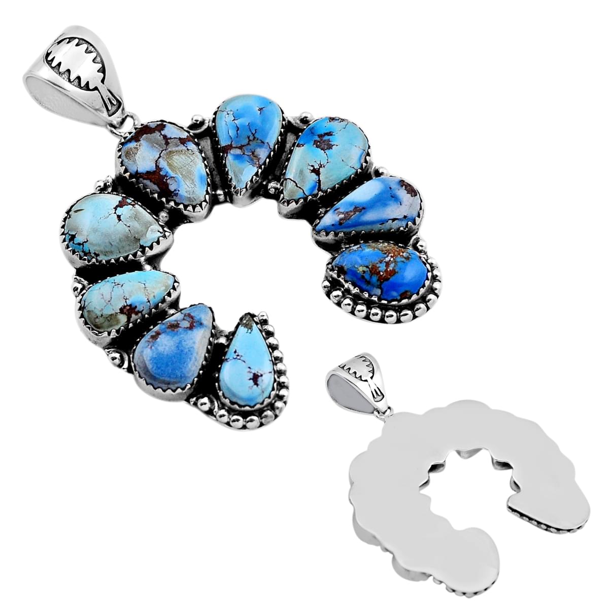 natural golden hills turquoise 925 silver pendant