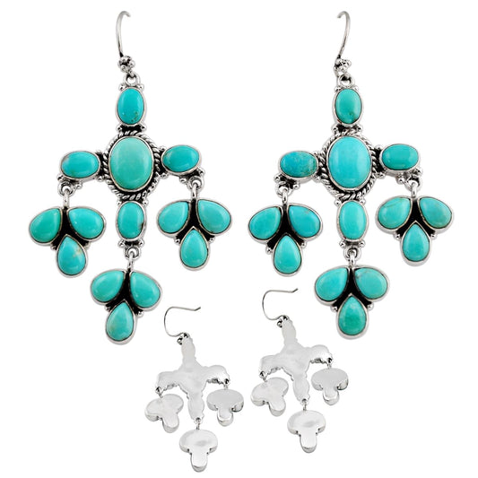 35.52cts back closed natural kingman turquoise 925 silver dangle earrings