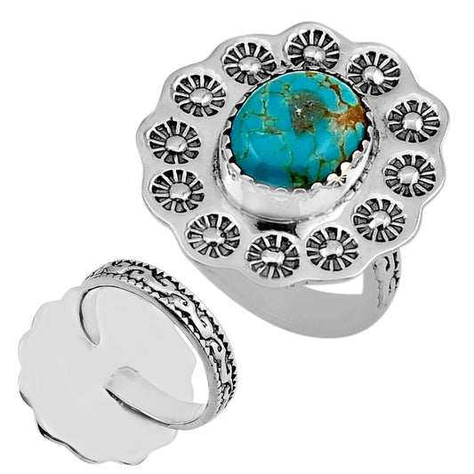 size 7.5 natural turquoise oval silver ring
