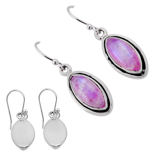 natural pink moonstone 925 silver dangle earrings