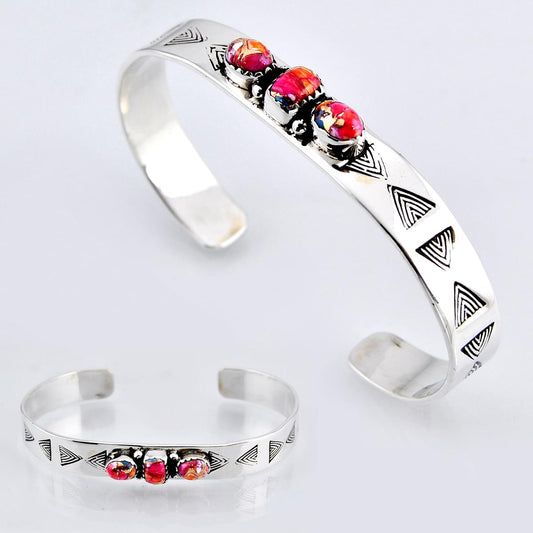 spiny oyster arizona turquoise 925 silver adjustable bangle