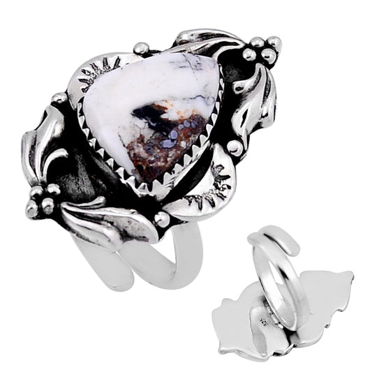 white buffalo 925 silver adjustable ring