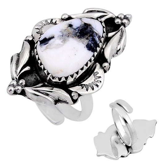 white buffalo 925 silver adjustable ring