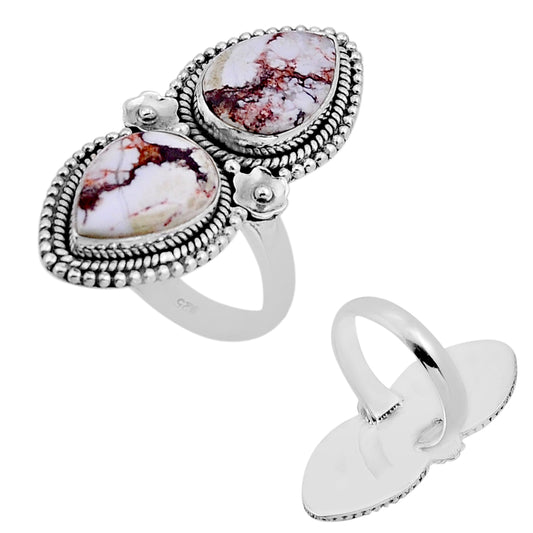 white wild horse magnesite 925 silver ring size 7