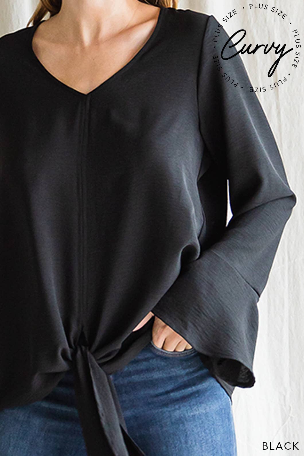 Women's V Neck Bell Sleeve Top