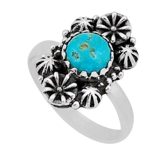 blue arizona mohave turquoise 925 silver adjustable ring size 9