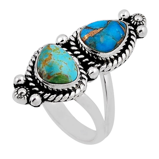 blue arizona mohave turquoise 925 sterling silver ring size 6.5