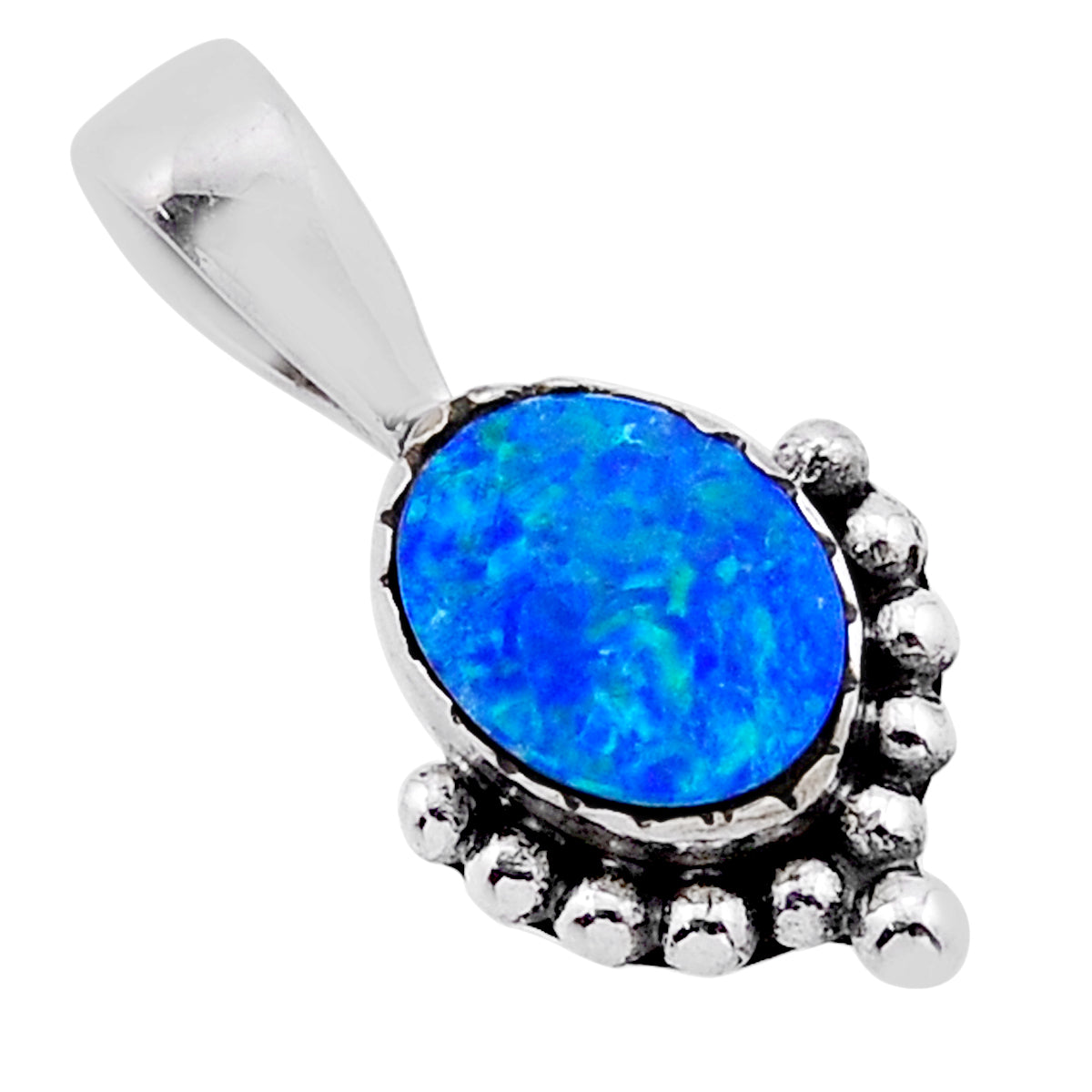 blue australian opal (lab) 925 sterling silver pendant jewelr