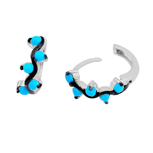 sleeping beauty turquoise round 925 silver hoop earrings